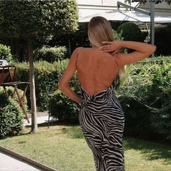 NWT ZARA RUFFLED LONG ANIMALβPRINT DRESS zebra satin maxi - Picture 8 of 16